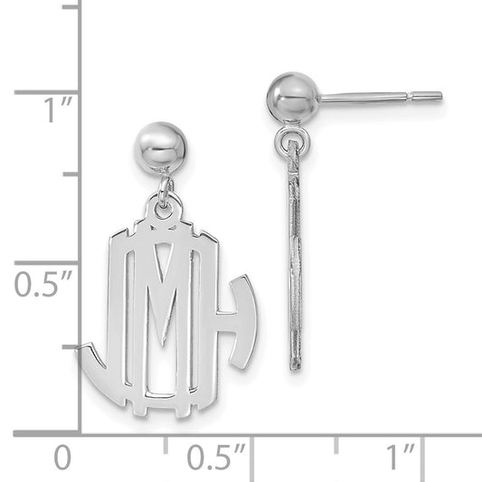 XNE21SS Sterling Silver/Rhodium-plated Monogram Dangle Earrings