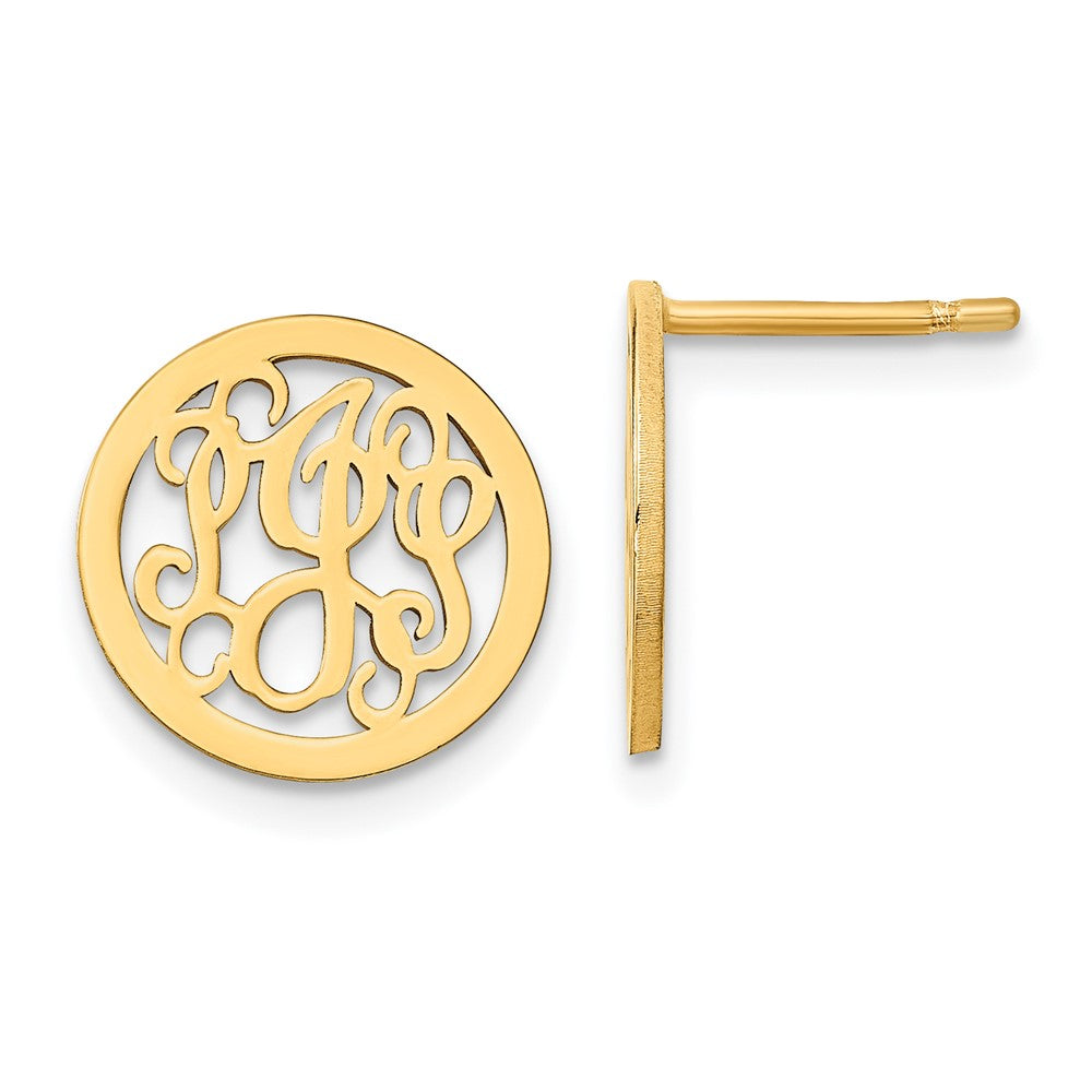 XNE29GP Sterling Silver/Gold-plated Small Round Monogram Post Earrings