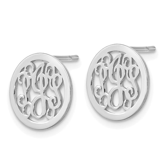 XNE29SS SS/Rhodium-plated Small Round Monogram Post Earrings