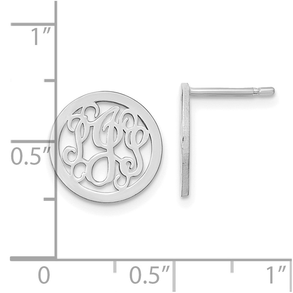 XNE29SS SS/Rhodium-plated Small Round Monogram Post Earrings