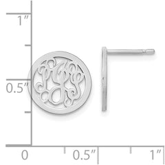XNE29SS SS/Rhodium-plated Small Round Monogram Post Earrings