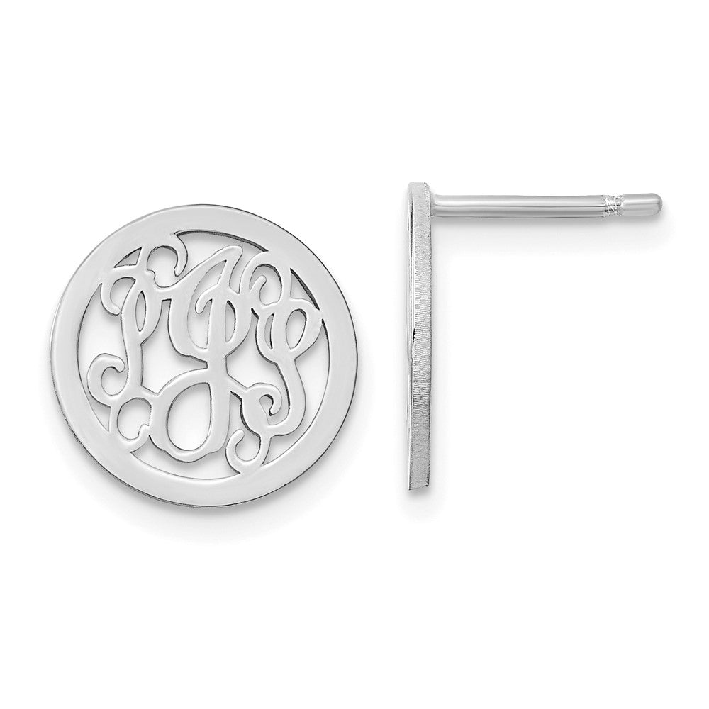 XNE29SS SS/Rhodium-plated Small Round Monogram Post Earrings