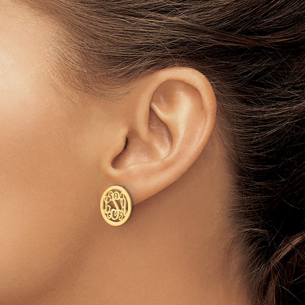 XNE30GP sterling Silver/Gold-plated Round Monogram Post Earrings