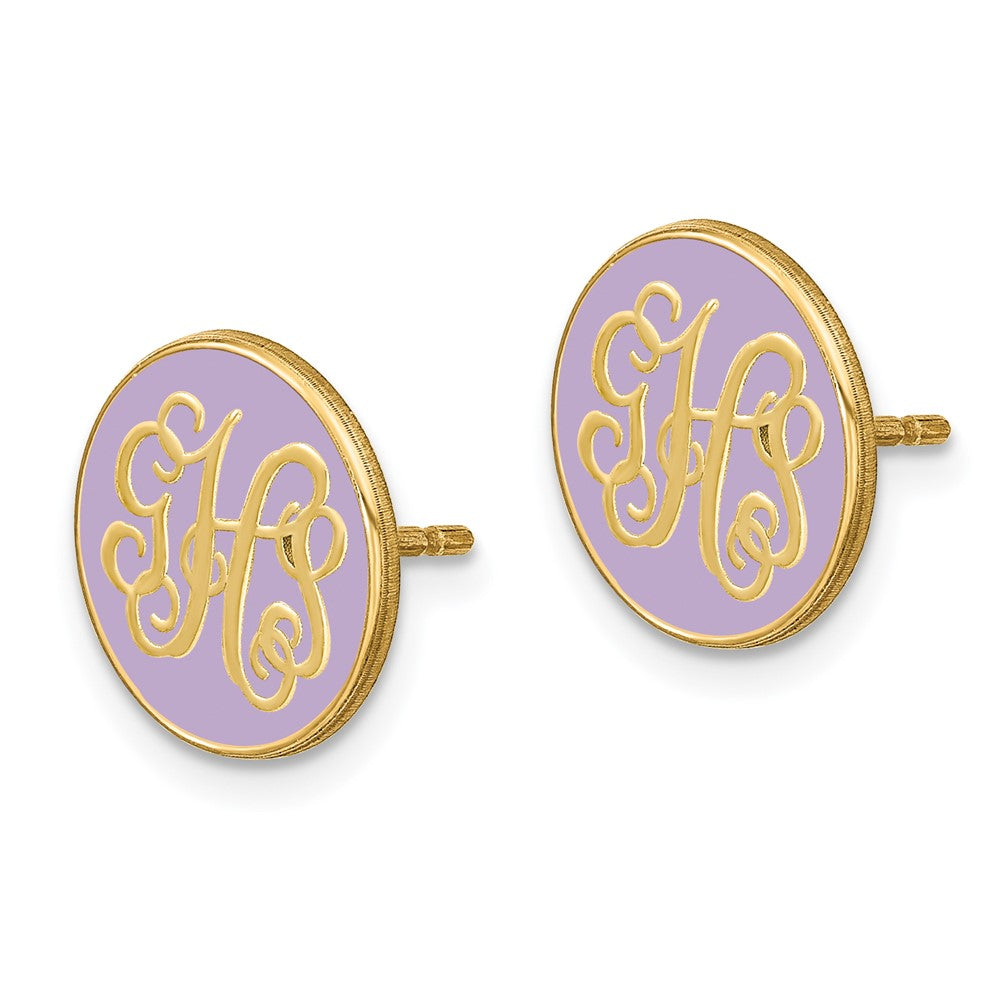 XNE32GP Sterling Silver/Gold-plated Round Monogram w/Epoxy Post Earrings