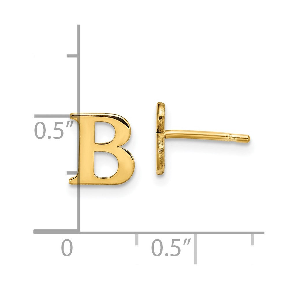 XNE46GP_B Sterling Silver Gold-plated Letter B Initial Post Earrings