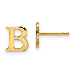 XNE46GP_B Sterling Silver Gold-plated Letter B Initial Post Earrings