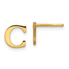 XNE46GP_C Sterling Silver Gold-plated Letter C Initial Post Earrings