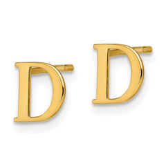 XNE46GP_D Sterling Silver Gold-plated Letter D Initial Post Earrings