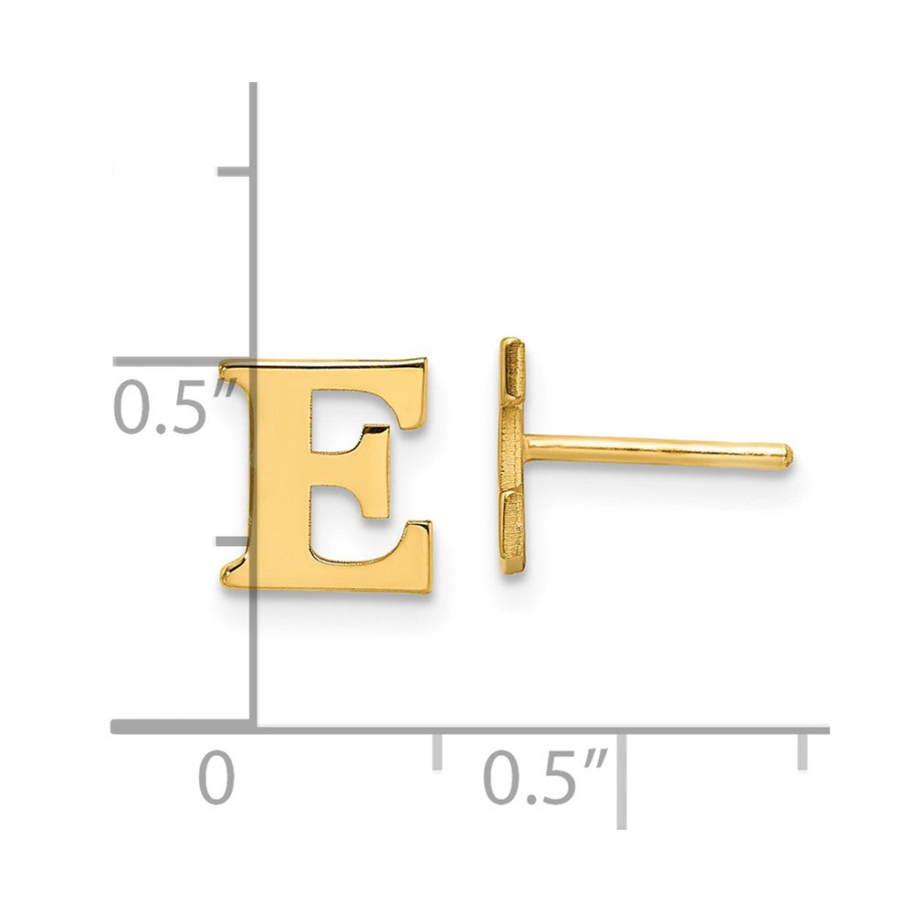 XNE46GP_E Sterling Silver Gold-plated Letter E Initial Post Earrings