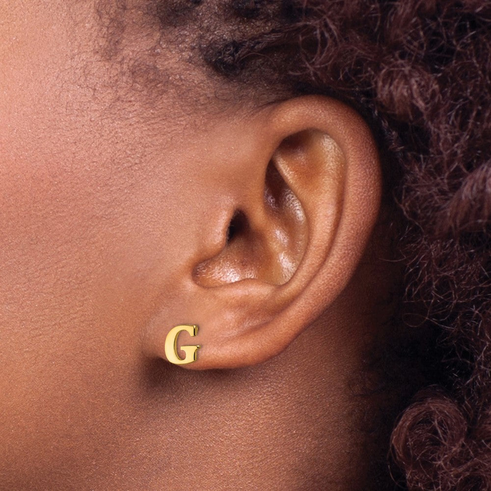 XNE46GP_G Sterling Silver Gold-plated Letter G Initial Post Earrings