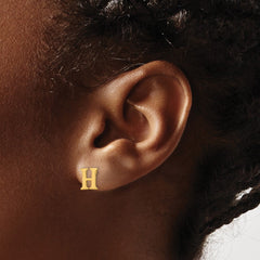XNE46GP_H Sterling Silver Gold-plated Letter H Initial Post Earrings