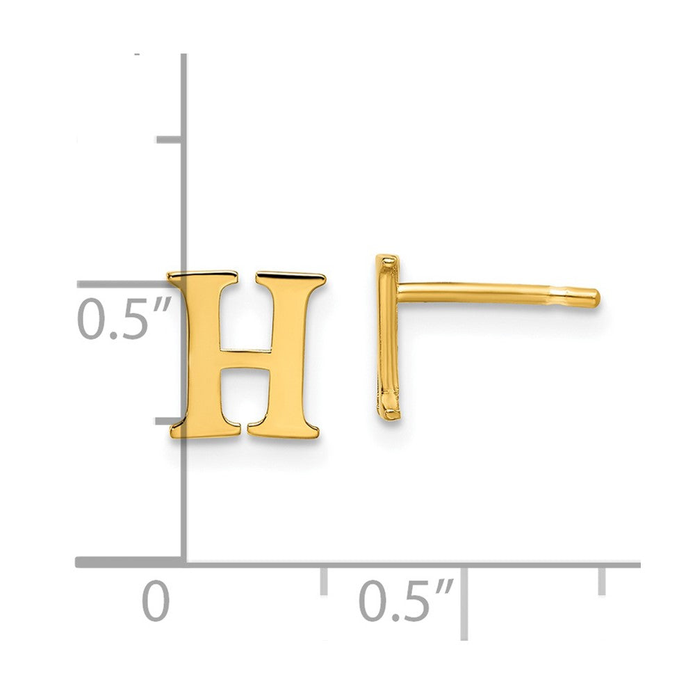 XNE46GP_H Sterling Silver Gold-plated Letter H Initial Post Earrings