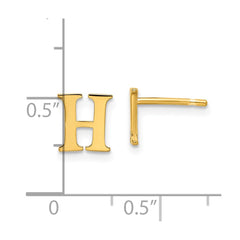 XNE46GP_H Sterling Silver Gold-plated Letter H Initial Post Earrings