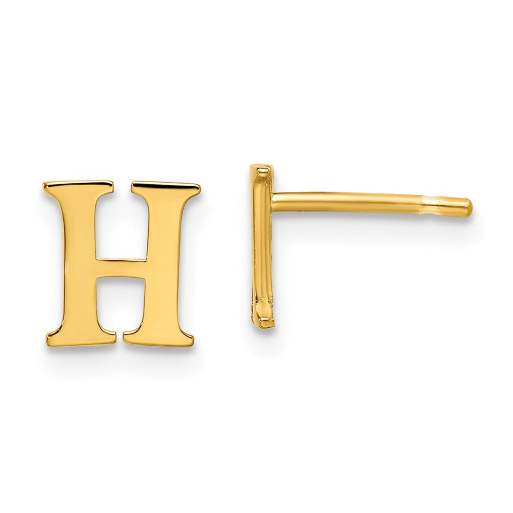 XNE46GP_H Sterling Silver Gold-plated Letter H Initial Post Earrings