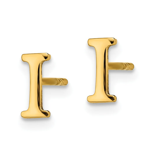 XNE46GP_I Sterling Silver Gold-plated Letter I Initial Post Earrings