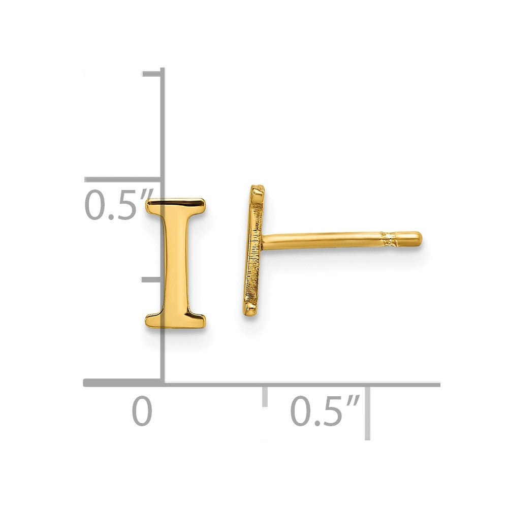XNE46GP_I Sterling Silver Gold-plated Letter I Initial Post Earrings
