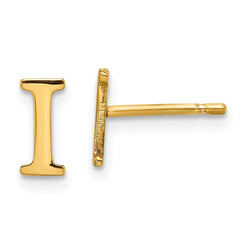 XNE46GP_I Sterling Silver Gold-plated Letter I Initial Post Earrings