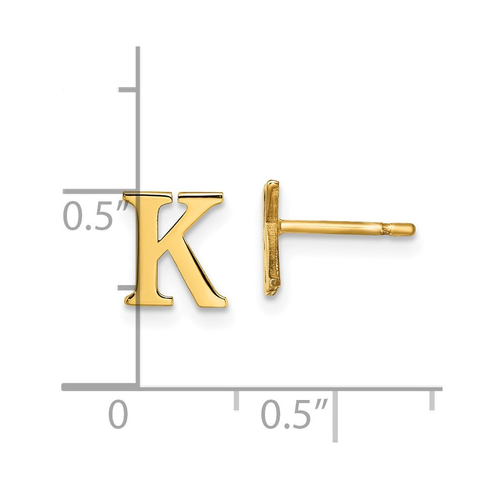 XNE46GP_K Sterling Silver Gold-plated Letter K Initial Post Earrings