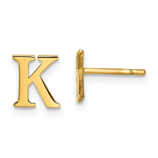 XNE46GP_K Sterling Silver Gold-plated Letter K Initial Post Earrings