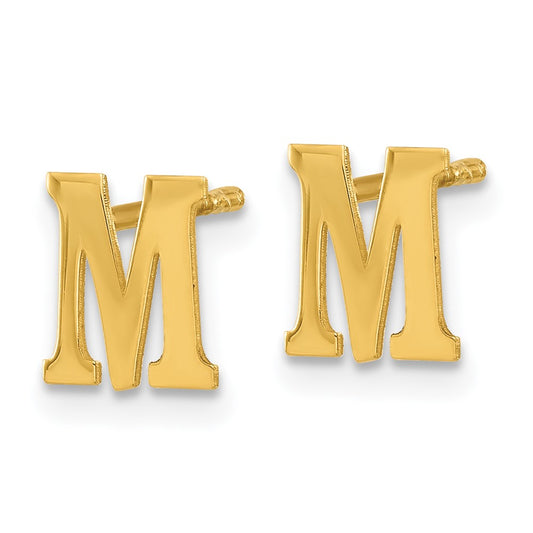 XNE46GP_M Sterling Silver Gold-plated Letter M Initial Post Earrings