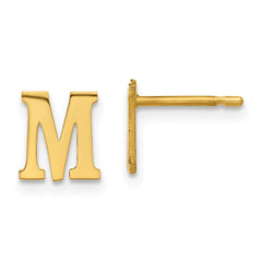 XNE46GP_M Sterling Silver Gold-plated Letter M Initial Post Earrings