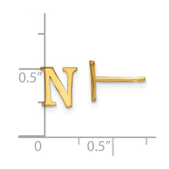 XNE46GP_N Sterling Silver Gold-plated Letter N Initial Post Earrings