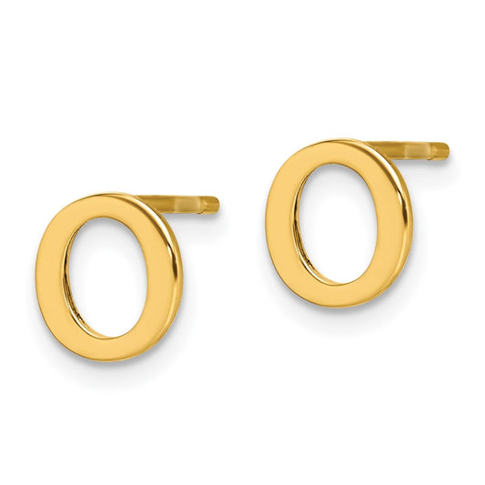 XNE46GP_O Sterling Silver Gold-plated Letter O Initial Post Earrings