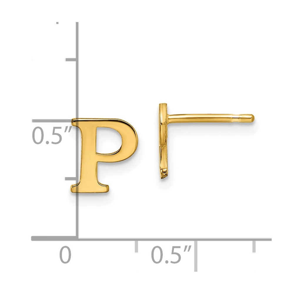 XNE46GP_P Sterling Silver Gold-plated Letter P Initial Post Earrings