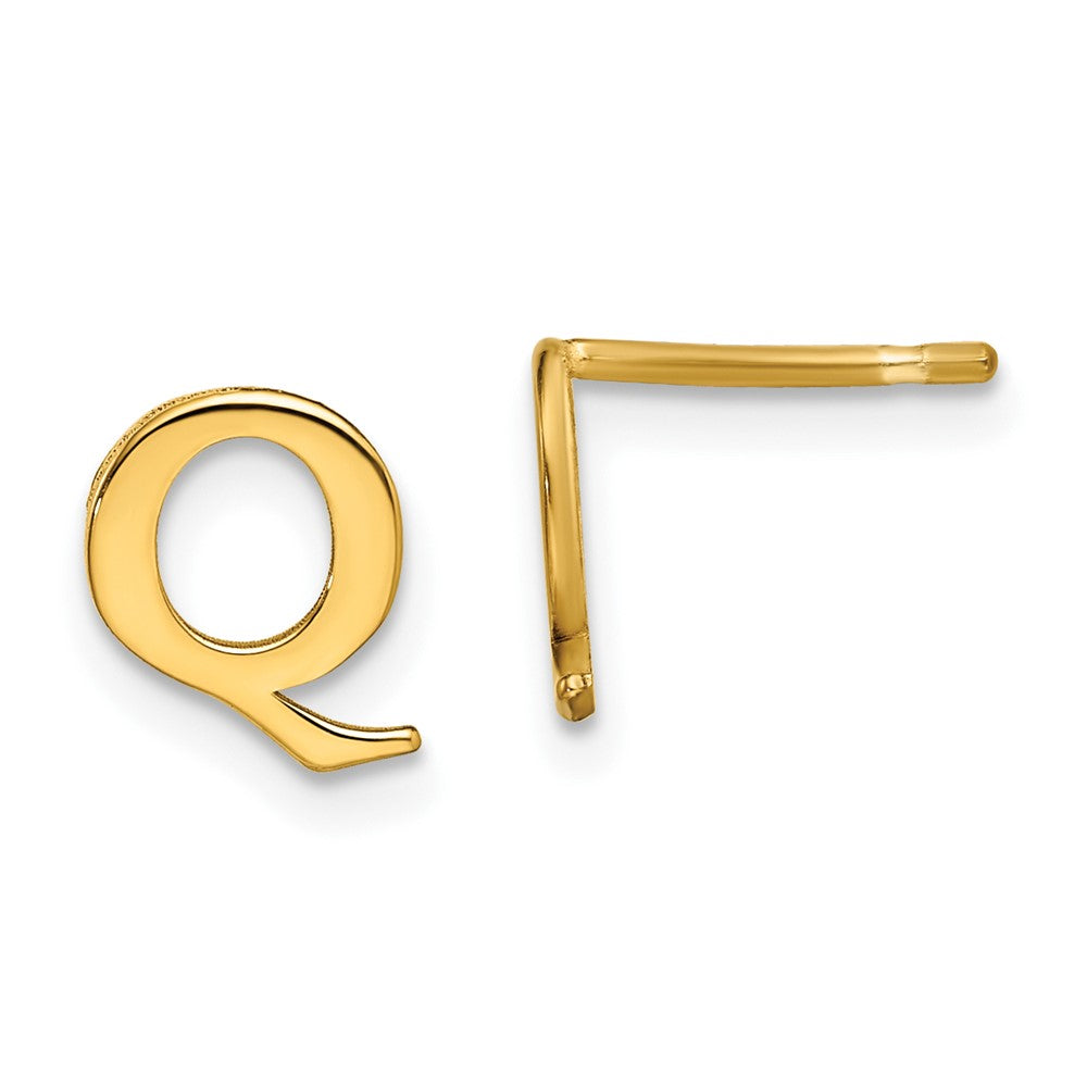 XNE46GP_Q Sterling Silver Gold-plated Letter Q Initial Post Earrings