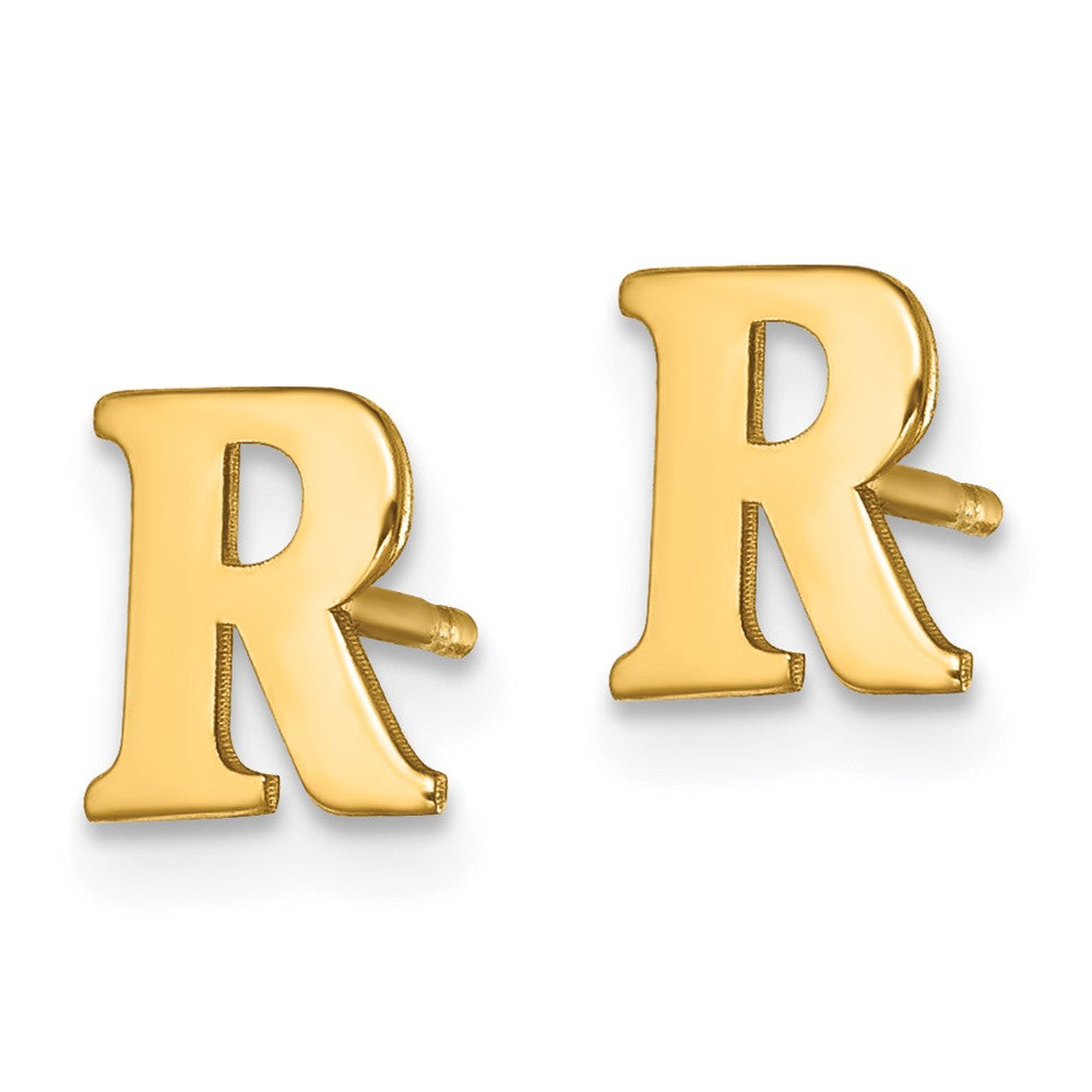 XNE46GP_R Sterling Silver Gold-plated Letter R Initial Post Earrings