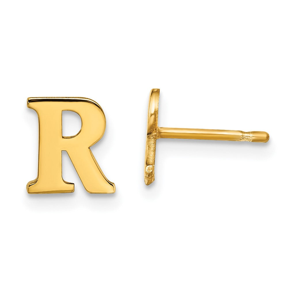 XNE46GP_R Sterling Silver Gold-plated Letter R Initial Post Earrings