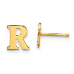 XNE46GP_R Sterling Silver Gold-plated Letter R Initial Post Earrings