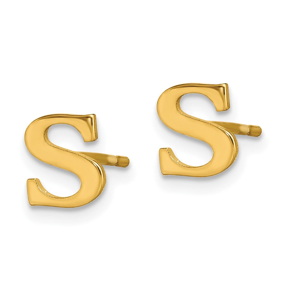 XNE46GP_S Sterling Silver Gold-plated Letter S Initial Post Earrings
