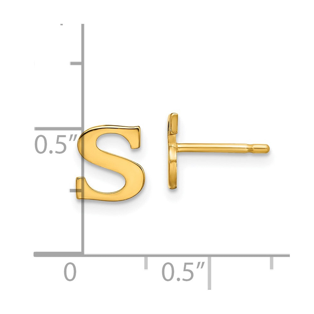 XNE46GP_S Sterling Silver Gold-plated Letter S Initial Post Earrings