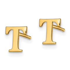 XNE46GP_T Sterling Silver Gold-plated Letter T Initial Post Earrings