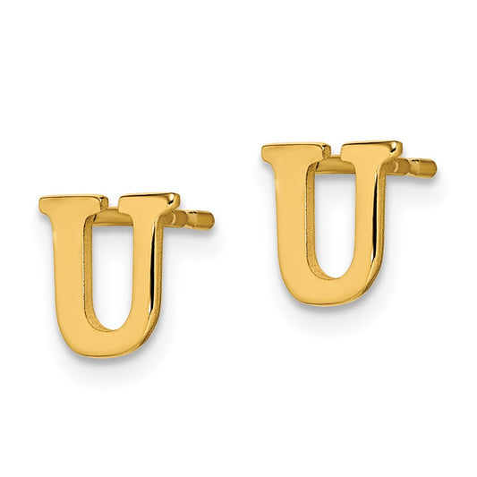 XNE46GP_U Sterling Silver Gold-plated Letter U Initial Post Earrings