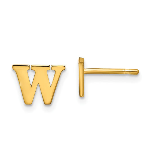 XNE46GP_W Sterling Silver Gold-plated Letter W Initial Post Earrings