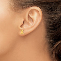 XNE46GP_X Sterling Silver Gold-plated Letter X Initial Post Earrings