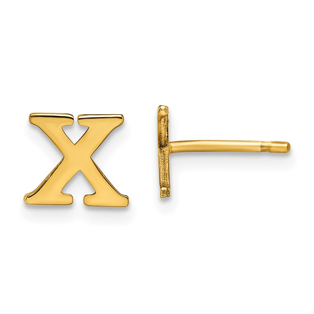 XNE46GP_X Sterling Silver Gold-plated Letter X Initial Post Earrings