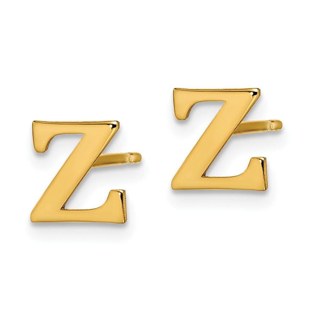 XNE46GP_Z Sterling Silver Gold-plated Letter Z Initial Post Earrings