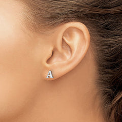 XNE46SS_A Sterling Silver Rhodium-plated Letter A Initial Post Earrings