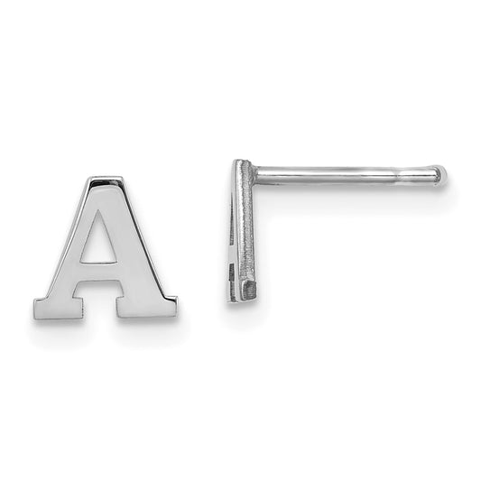 XNE46SS_A Sterling Silver Rhodium-plated Letter A Initial Post Earrings