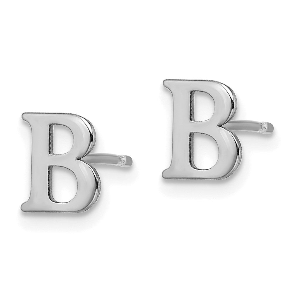 XNE46SS_B Sterling Silver Rhodium-plated Letter B Initial Post Earrings