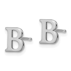 XNE46SS_B Sterling Silver Rhodium-plated Letter B Initial Post Earrings