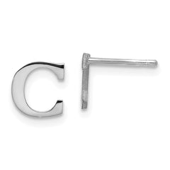 XNE46SS_C Sterling Silver Rhodium-plated Letter C Initial Post Earrings