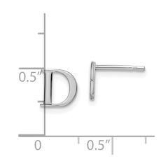 XNE46SS_D Sterling Silver Rhodium-plated Letter D Initial Post Earrings