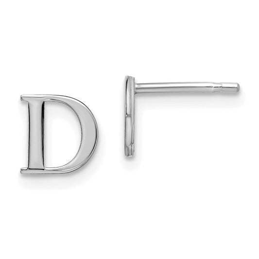 XNE46SS_D Sterling Silver Rhodium-plated Letter D Initial Post Earrings