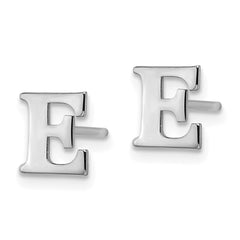 XNE46SS_E Sterling Silver Rhodium-plated Letter E Initial Post Earrings