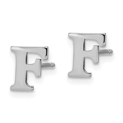 XNE46SS_F Sterling Silver Rhodium-plated Letter F Initial Post Earrings