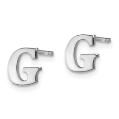 XNE46SS_G Sterling Silver Rhodium-plated Letter G Initial Post Earrings